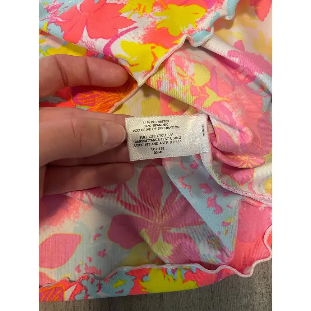 Coolibar Girls orange pink floral skirt and long sleeve set size large